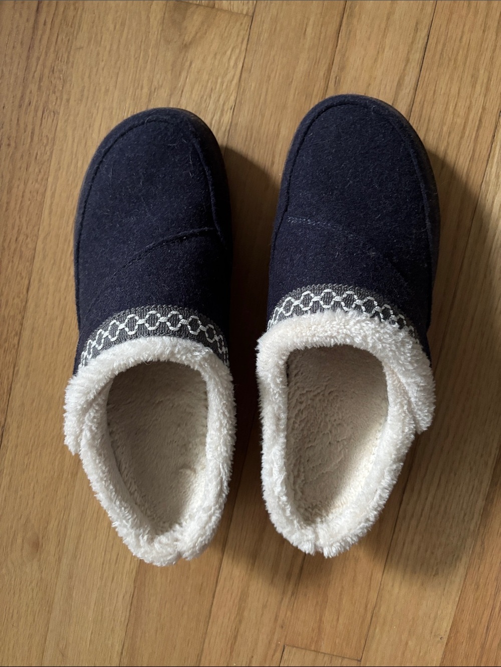 Navy Blue Cozy Lined Slip-On Slippers